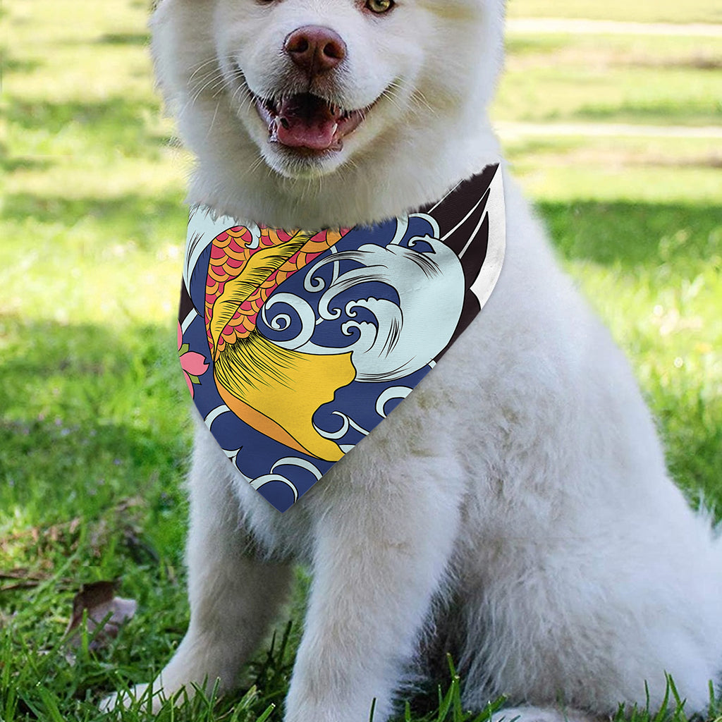 Japanese Koi And Flower Tattoo Print Over The Collar Dog Bandana