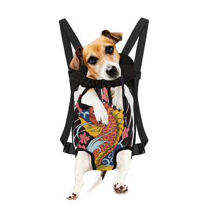Japanese Koi And Flower Tattoo Print Pet Carrier Backpack