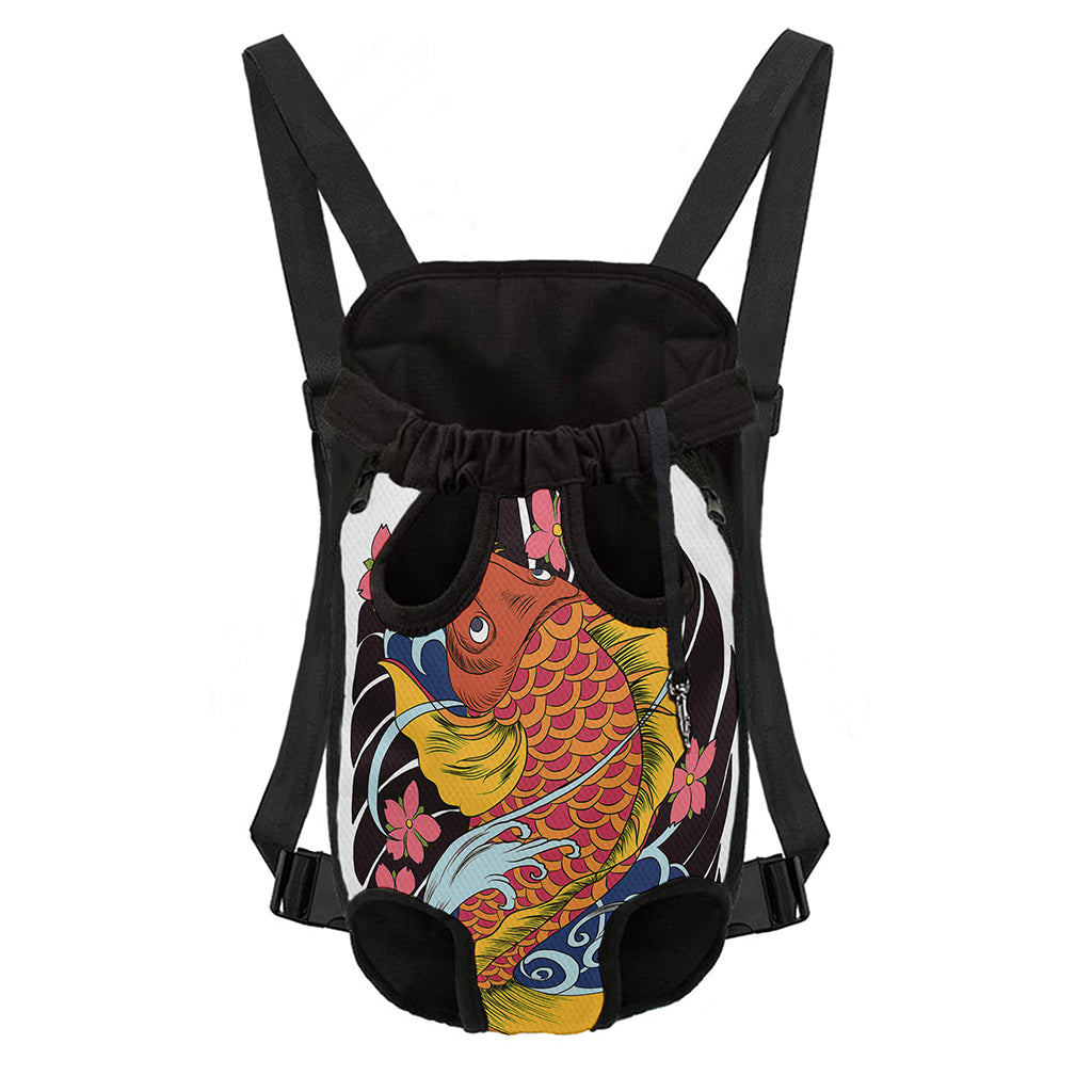 Japanese Koi And Flower Tattoo Print Pet Carrier Backpack