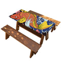 Japanese Koi And Flower Tattoo Print Picnic Table Cover