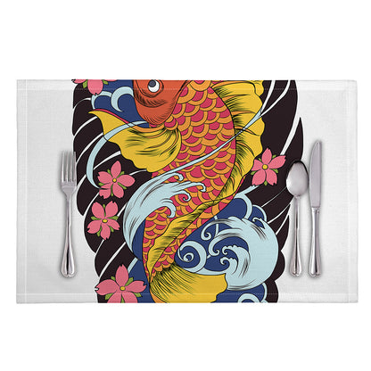 Japanese Koi And Flower Tattoo Print Placemat