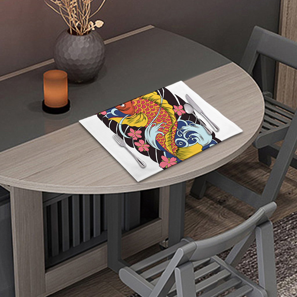 Japanese Koi And Flower Tattoo Print Placemat