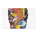 Japanese Koi And Flower Tattoo Print Polyester Doormat