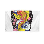 Japanese Koi And Flower Tattoo Print Polyester Flag