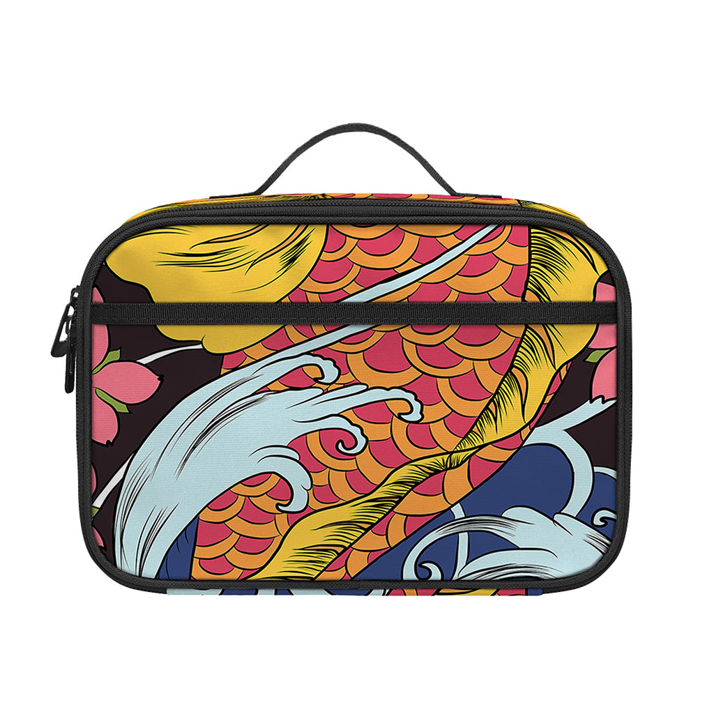 Japanese Koi And Flower Tattoo Print Portable Lunch Bag