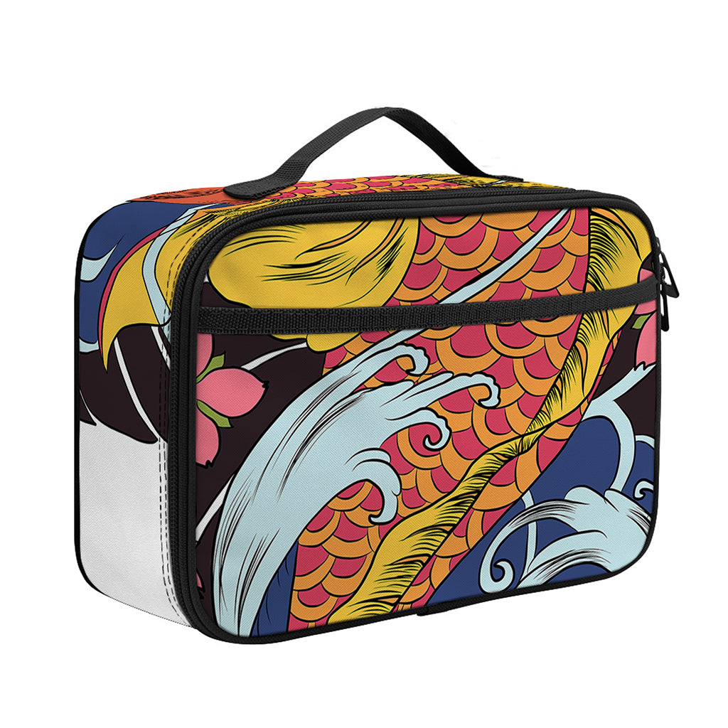 Japanese Koi And Flower Tattoo Print Portable Lunch Bag