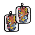 Japanese Koi And Flower Tattoo Print Pot Holders