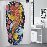 Japanese Koi And Flower Tattoo Print Premium Shower Curtain