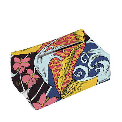 Japanese Koi And Flower Tattoo Print Rectangle Tissue Box Cover