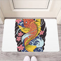 Japanese Koi And Flower Tattoo Print Rubber Doormat