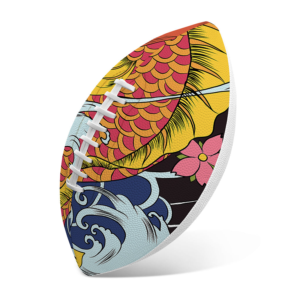 Japanese Koi And Flower Tattoo Print Rugby Ball