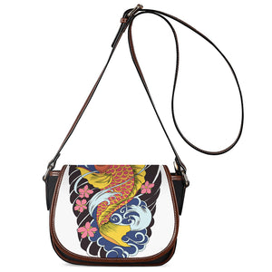 Japanese Koi And Flower Tattoo Print Saddle Bag