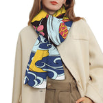 Japanese Koi And Flower Tattoo Print Scarf