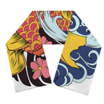 Japanese Koi And Flower Tattoo Print Scarf