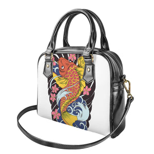 Japanese Koi And Flower Tattoo Print Shoulder Handbag