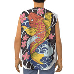 Japanese Koi And Flower Tattoo Print Sleeveless Baseball Jersey