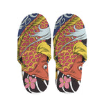 Japanese Koi And Flower Tattoo Print Slippers