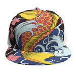 Japanese Koi And Flower Tattoo Print Snapback Cap