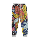 Japanese Koi And Flower Tattoo Print Sweatpants