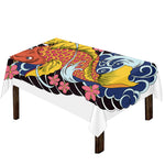 Japanese Koi And Flower Tattoo Print Tablecloth