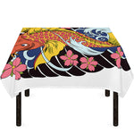Japanese Koi And Flower Tattoo Print Tablecloth