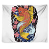 Japanese Koi And Flower Tattoo Print Tapestry