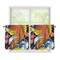 Japanese Koi And Flower Tattoo Print Tier Curtains