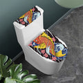 Japanese Koi And Flower Tattoo Print Toilet Lid And Tank Cover Set