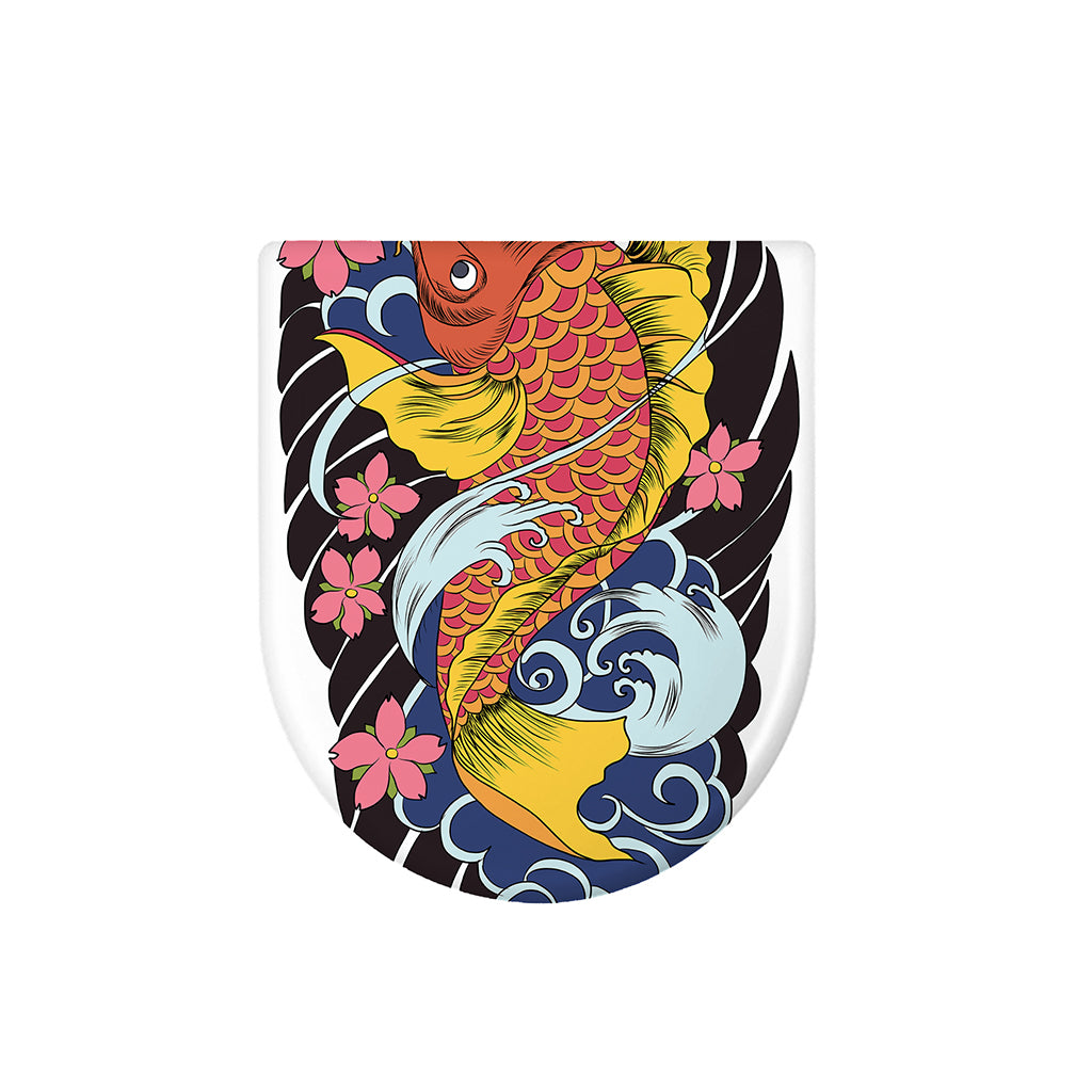 Japanese Koi And Flower Tattoo Print Toilet Lid Cover