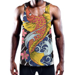 Japanese Koi And Flower Tattoo Print Training Tank Top