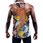 Japanese Koi And Flower Tattoo Print Training Tank Top