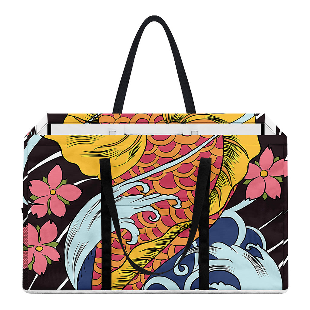 Japanese Koi And Flower Tattoo Print Utility Tote Bag