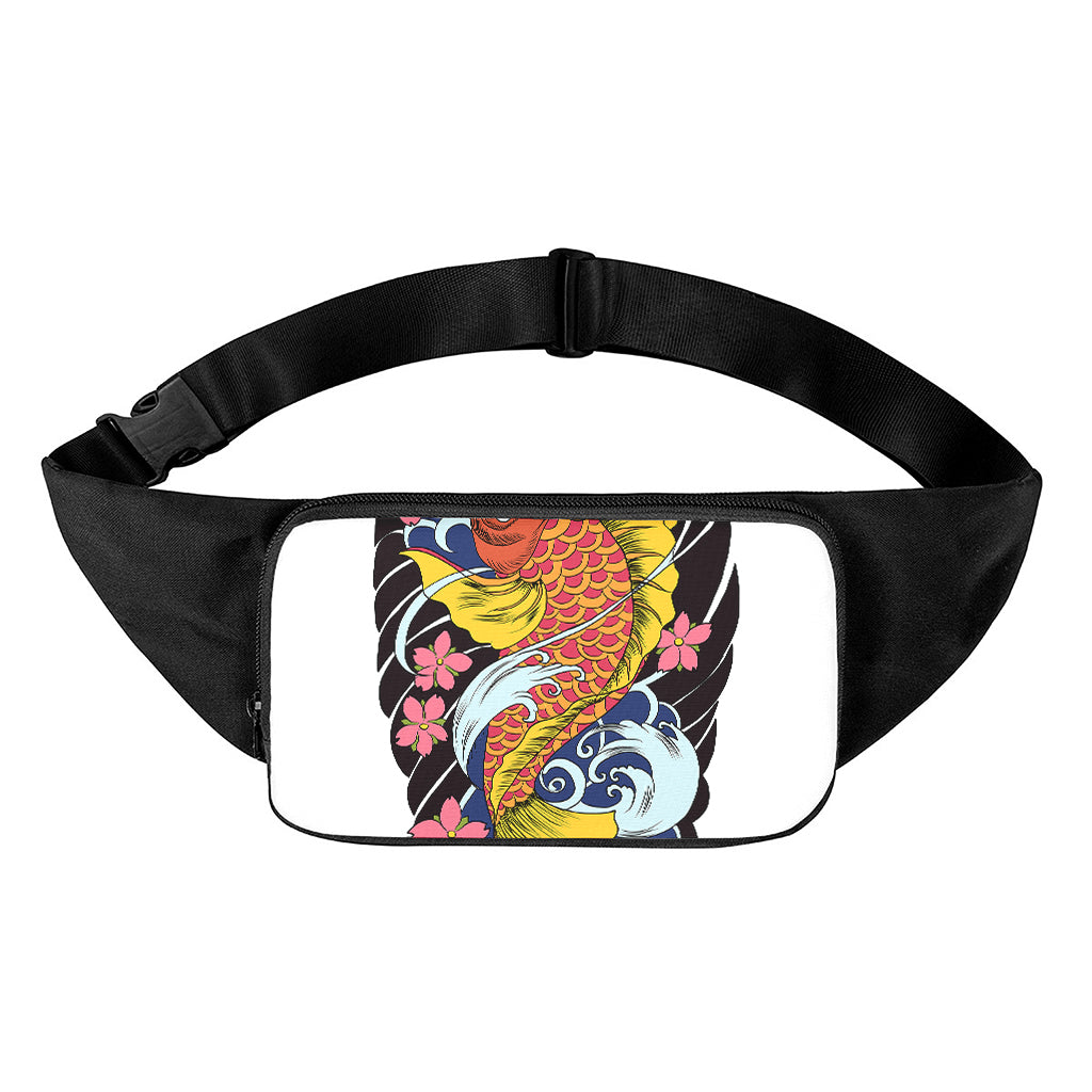 Japanese Koi And Flower Tattoo Print Waist Bag