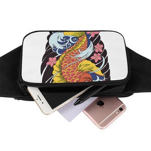 Japanese Koi And Flower Tattoo Print Waist Bag