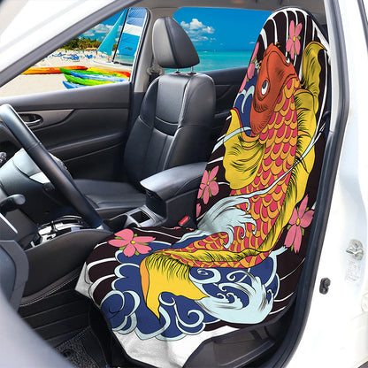 Japanese Koi And Flower Tattoo Print Waterproof Car Seat Cover