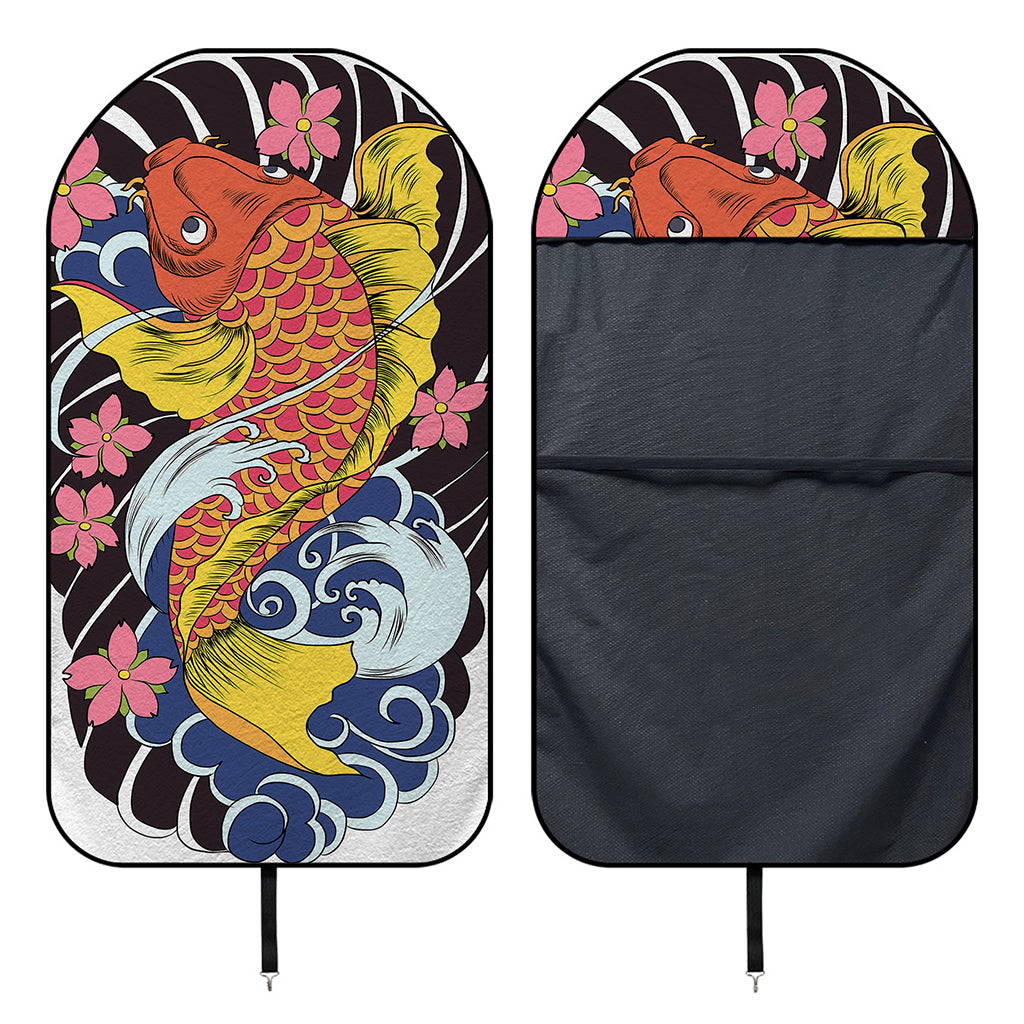 Japanese Koi And Flower Tattoo Print Waterproof Car Seat Cover