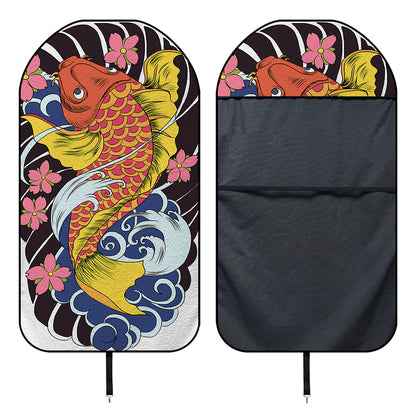 Japanese Koi And Flower Tattoo Print Waterproof Car Seat Cover