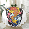 Japanese Koi And Flower Tattoo Print Waterproof Round Tablecloth