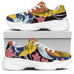 Japanese Koi And Flower Tattoo Print White Chunky Shoes