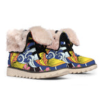 Japanese Koi And Flower Tattoo Print Winter Boots