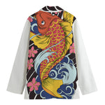 Japanese Koi And Flower Tattoo Print Women's Blazer