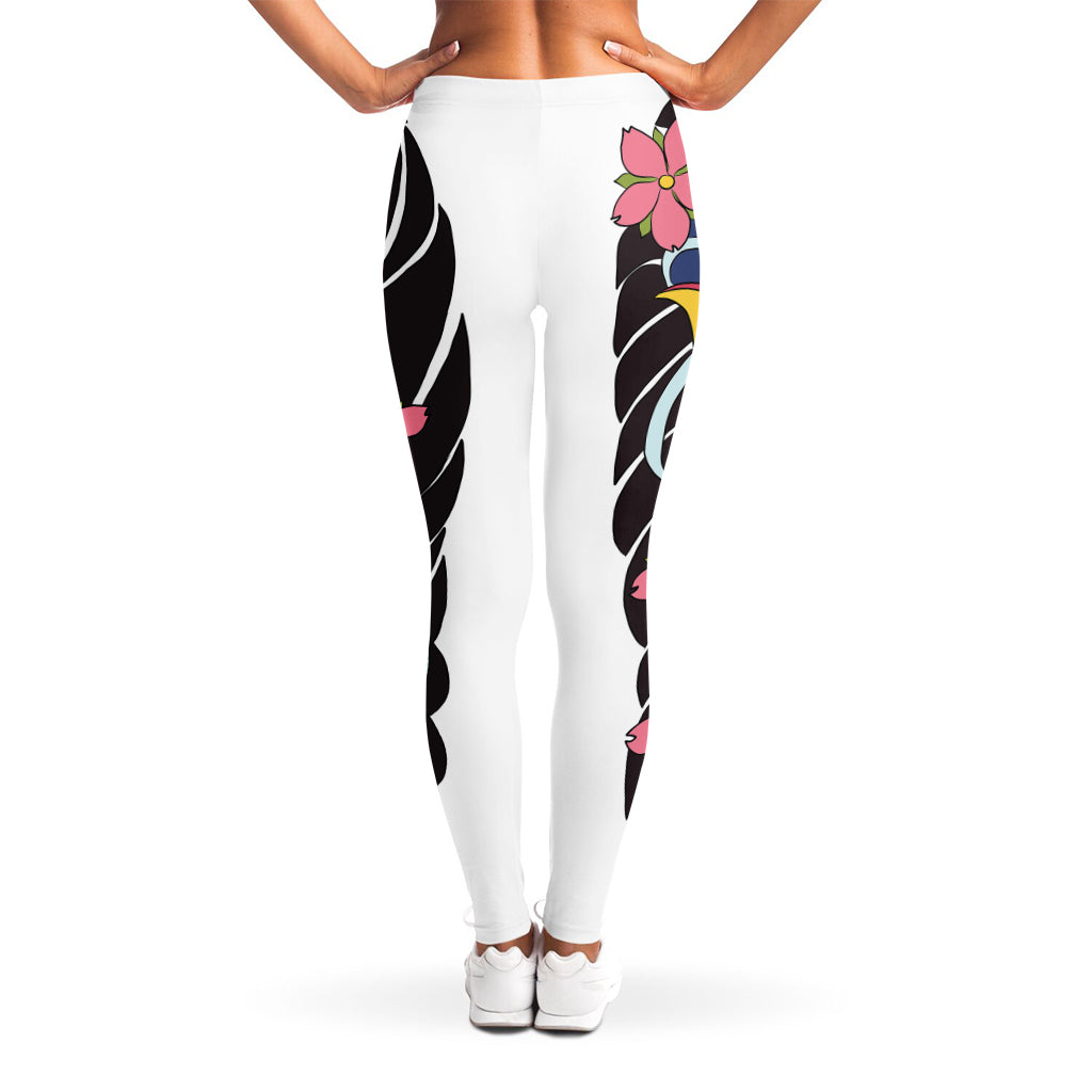 Japanese Koi And Flower Tattoo Print Women's Leggings