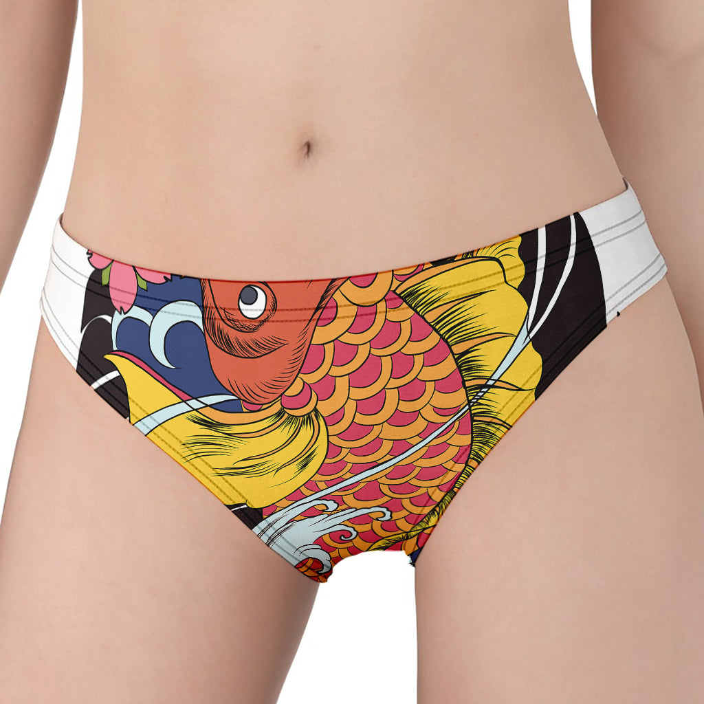 Japanese Koi And Flower Tattoo Print Women's Panties