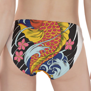 Japanese Koi And Flower Tattoo Print Women's Panties