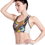 Japanese Koi And Flower Tattoo Print Women's Sports Bra