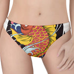 Japanese Koi And Flower Tattoo Print Women's Thong