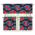 Japanese Koi Carp Fish Pattern Print 3 Piece Kitchen Curtains