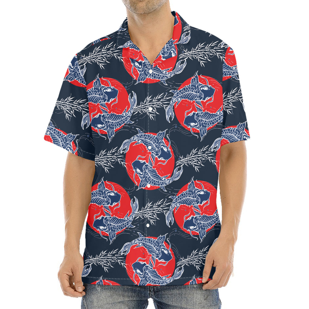 Japanese Koi Carp Fish Pattern Print Aloha Shirt