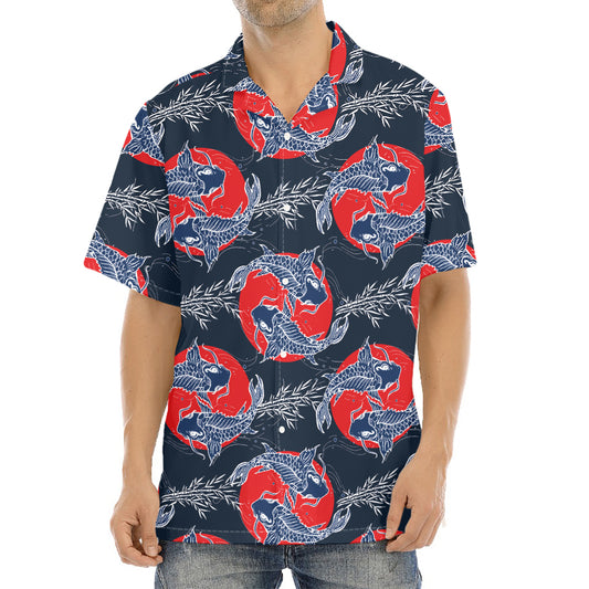 Japanese Koi Carp Fish Pattern Print Aloha Shirt