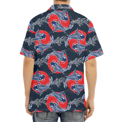 Japanese Koi Carp Fish Pattern Print Aloha Shirt